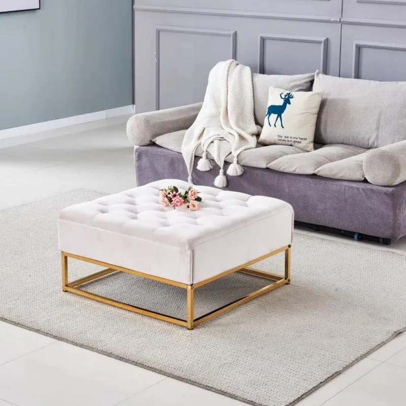 Pouf Rilax Or velours Ecru