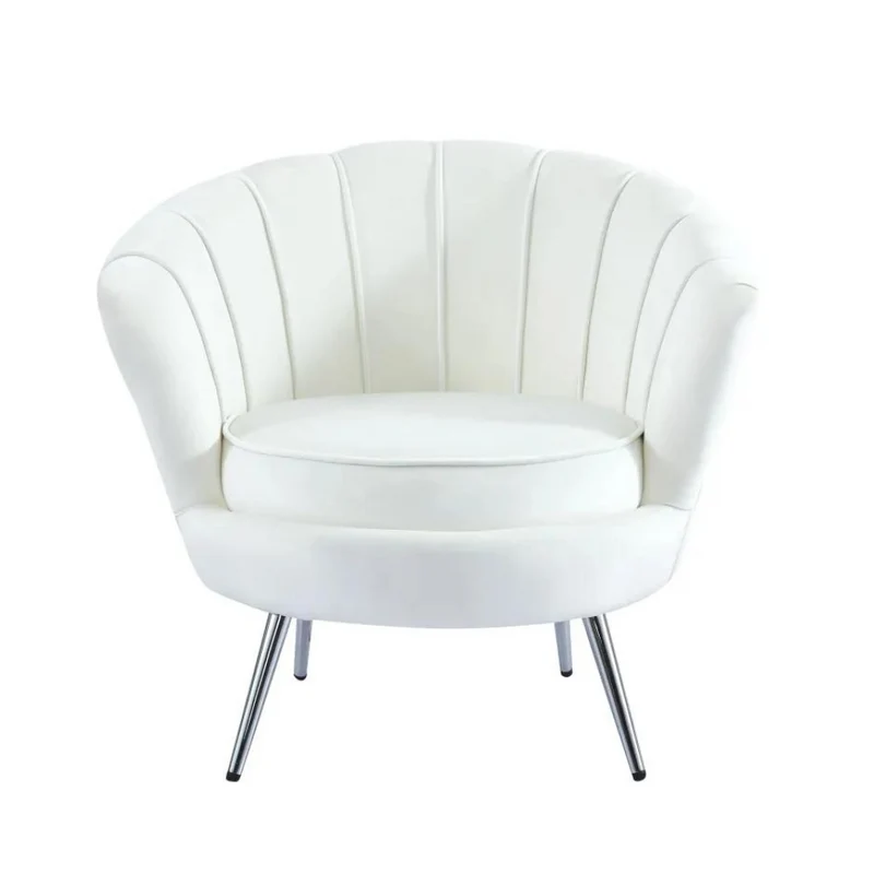 Fauteuil Quinconce Argent velours Ecru