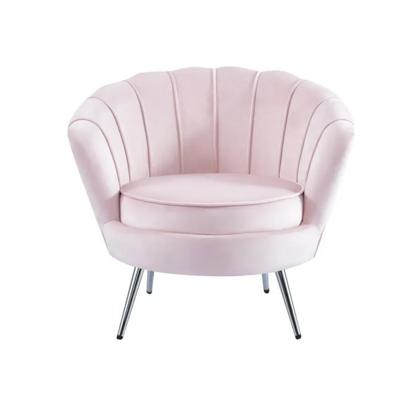 Fauteuil Quinconce Argent velours Rose