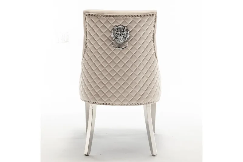 Chaise Stalingrad matelassée Argent velours Beige