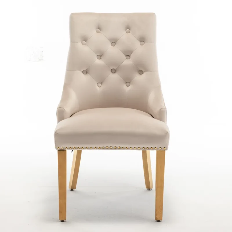 Chaise Stalingrad matelassée Or velours Beige