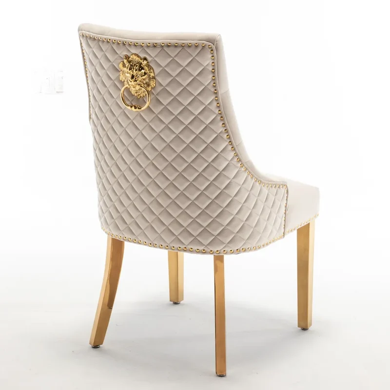 Chaise Stalingrad matelassée Or velours Beige