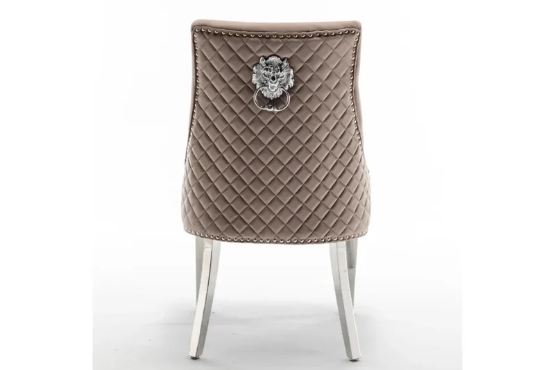 Chaise Stalingrad matelassée Argent velours Moka