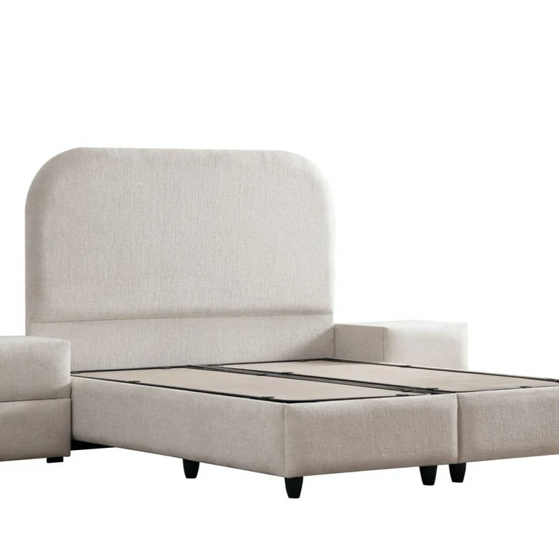 Lit Coffre Jade Blanc Cassé tissu chenille