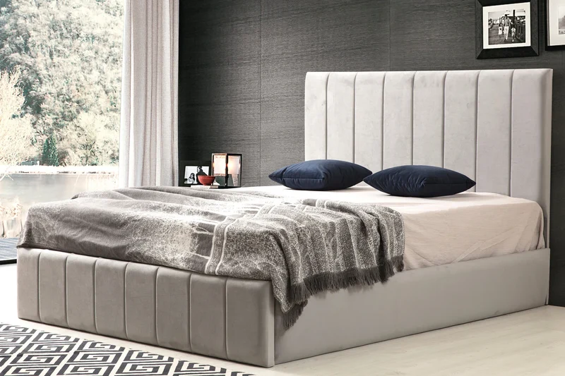 Cadre de lit Polo velours gris