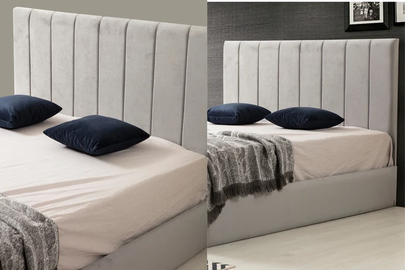 Cadre de lit Polo velours gris