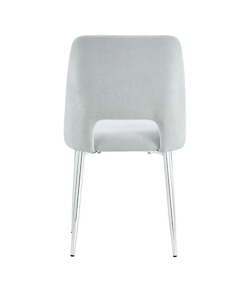Chaise Ava Argent velours Gris clair