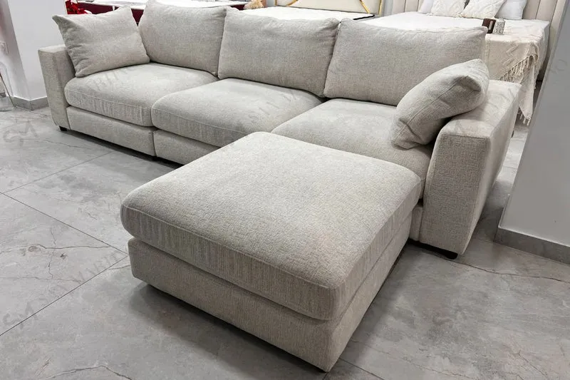 Canapé d'angle Julia Modulable 3+1 Chenille Blanc Cassé