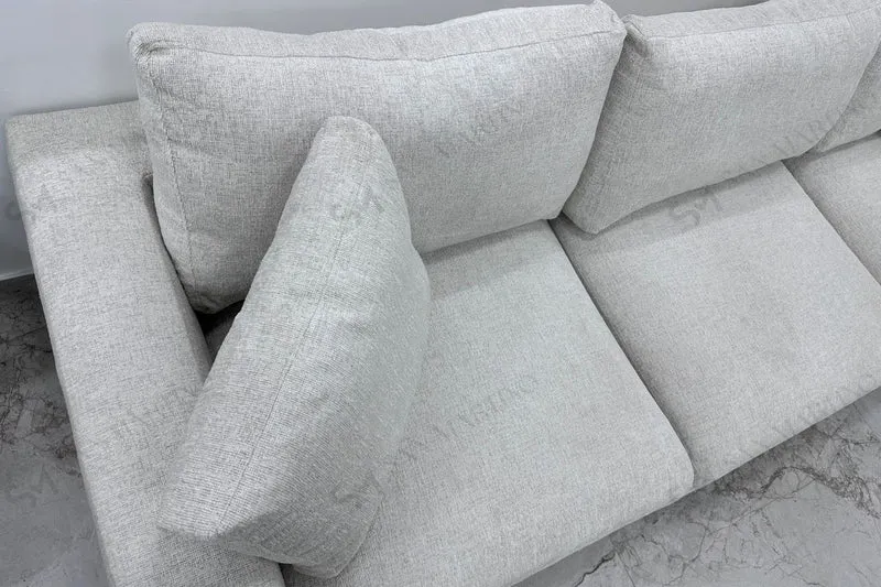 Canapé d'angle Julia Modulable 3+1 Chenille Blanc Cassé