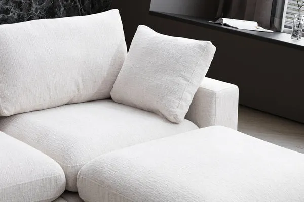 Canapé d'angle Julia Modulable 4+1 Chenille Blanc Cassé