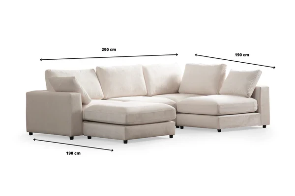 Canapé d'angle Julia Modulable 4+1 Chenille Blanc Cassé