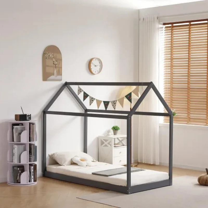 Lit enfant cabane gris