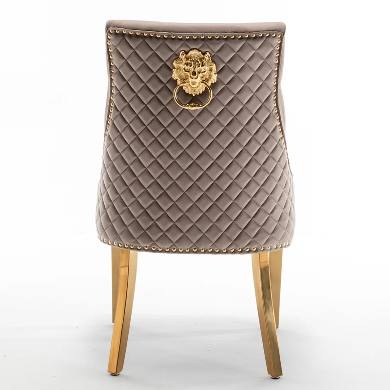 Chaise Stalingrad matelassée Or velours Moka