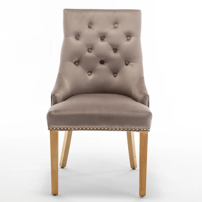 Chaise Stalingrad matelassée Or velours Moka