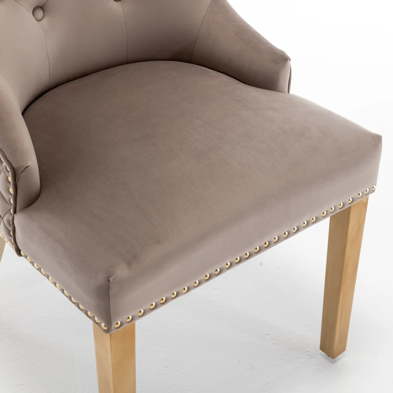 Chaise Stalingrad matelassée Or velours Moka