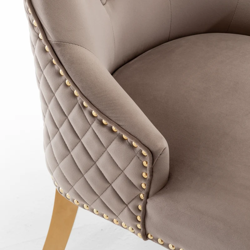 Chaise Stalingrad matelassée Or velours Moka