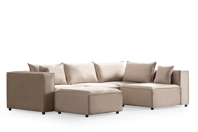 Canapé d'angle Elegance Modulable Velours Nude