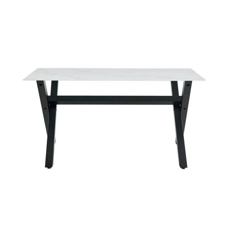 Table basse Ixe marbre blanc pieds noir