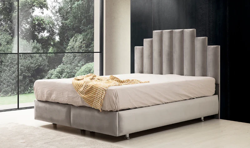 Lit coffre Natura velours Gris