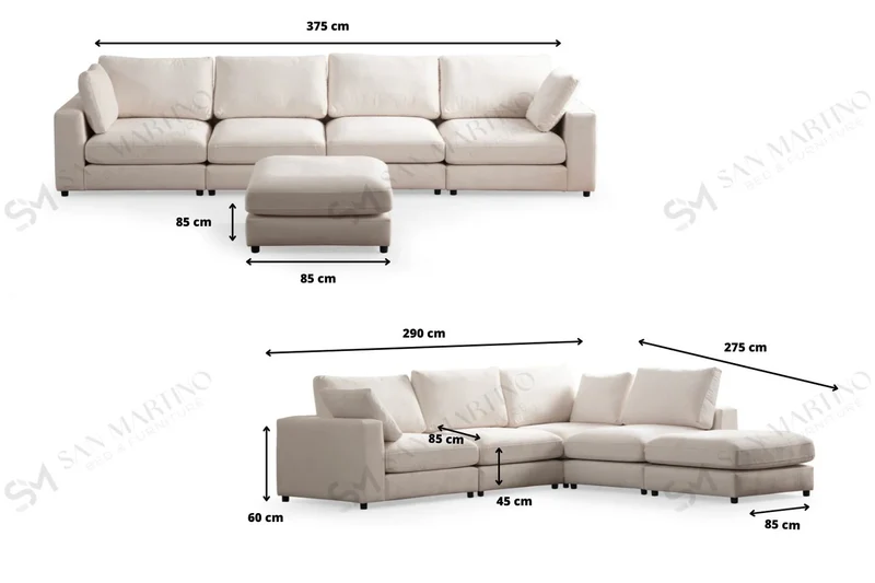 Canapé modulable Julia 4+1 en Chenille