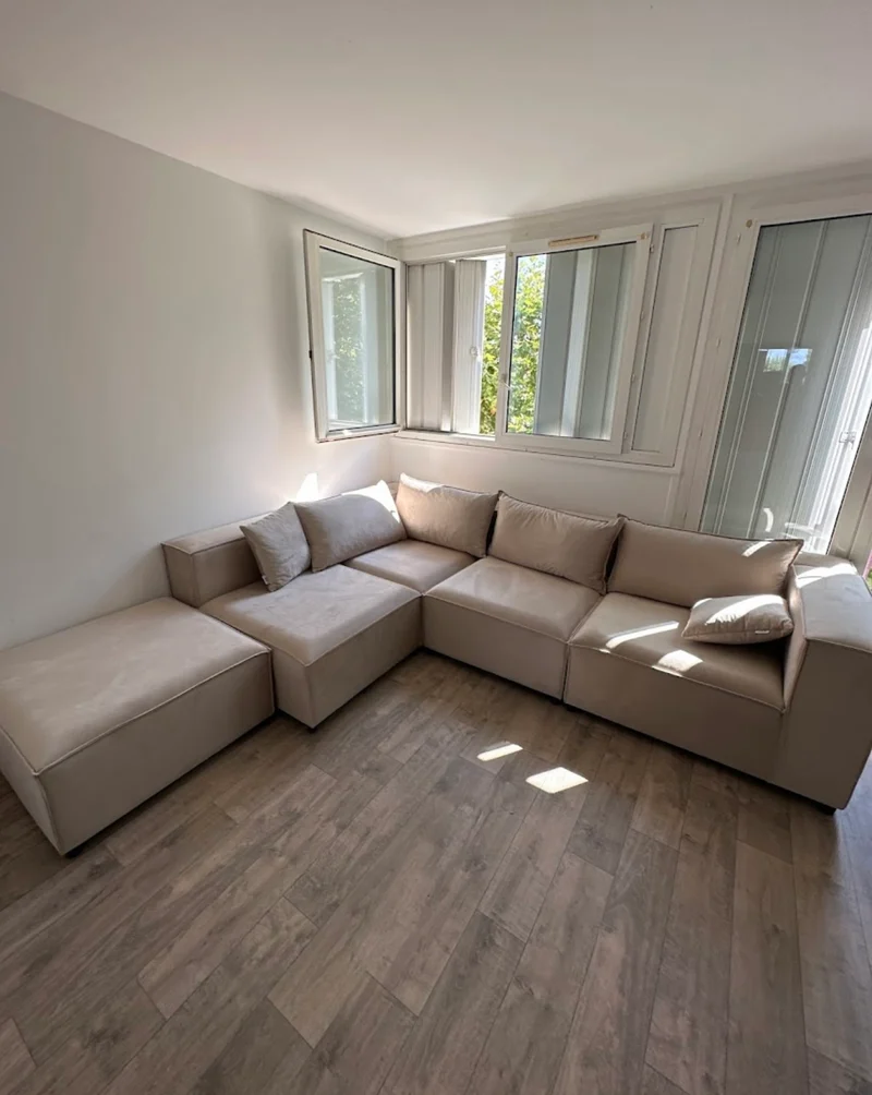 Canapé modulable Élégance 4+1 en Velours beige