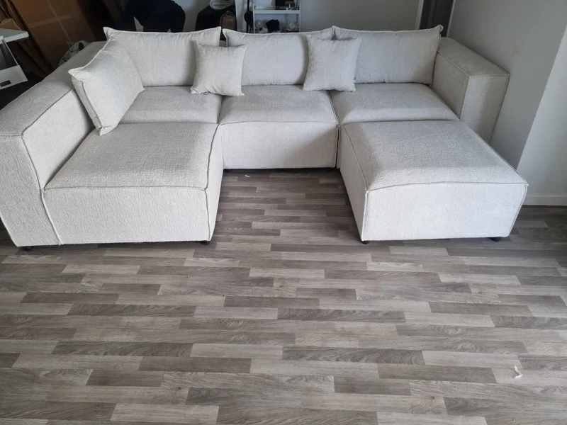 Canapé modulable Élégance 4+1 pouf en Chenille