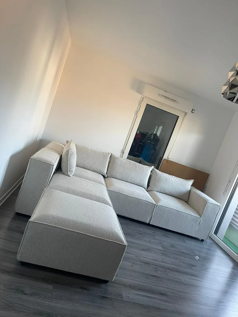 Canapé modulable Élégance 4+1 pouf en Chenille