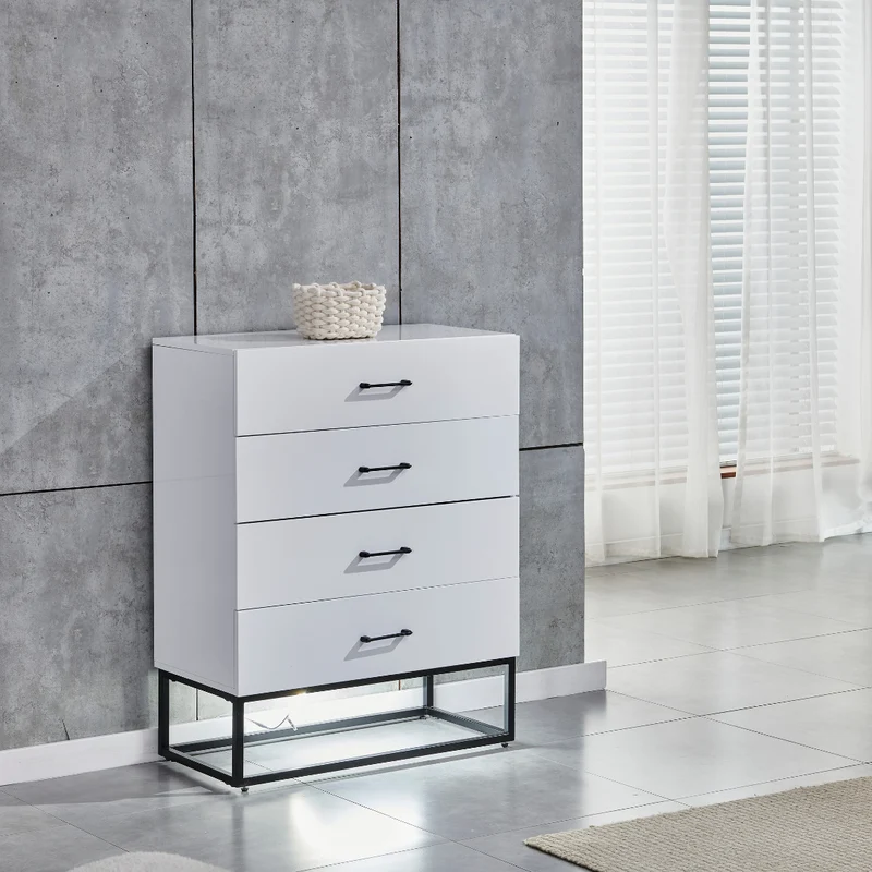 Commode Alya laque Blanc pieds noir