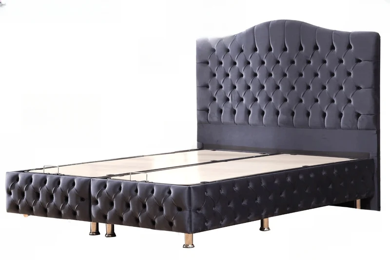 Lit coffre Paris Capitonné velours Gris Anthracite