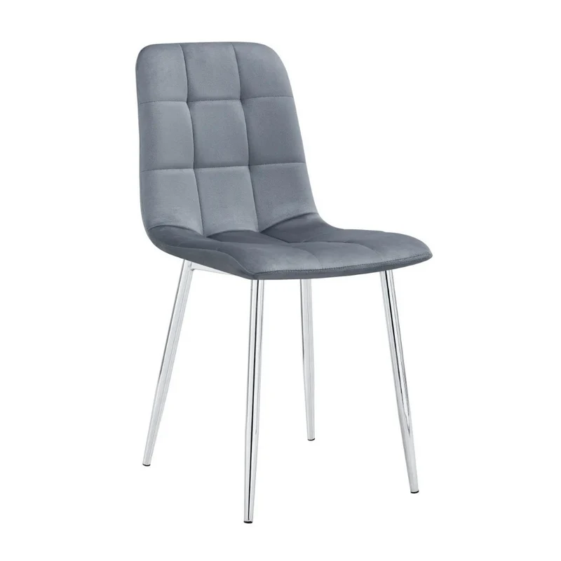Chaise Elisa Argent velours Gris