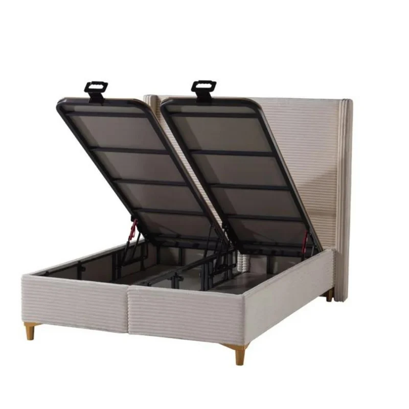 Lit coffre venus velours côtelé beige
