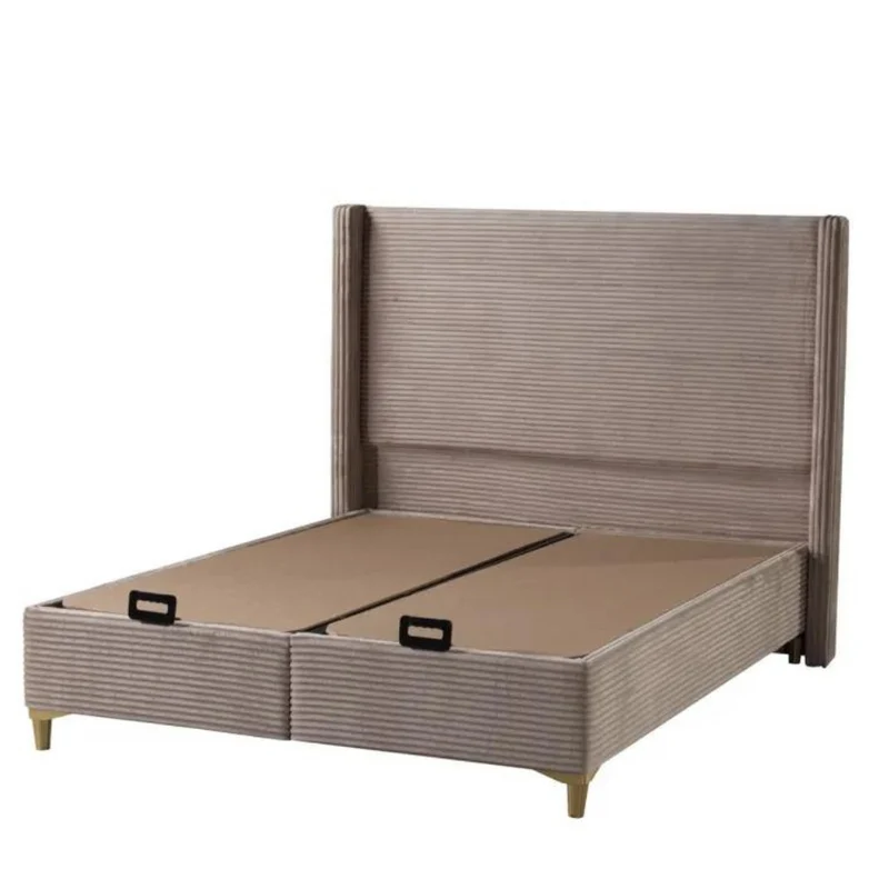 Lit coffre venus velours côtelé taupe
