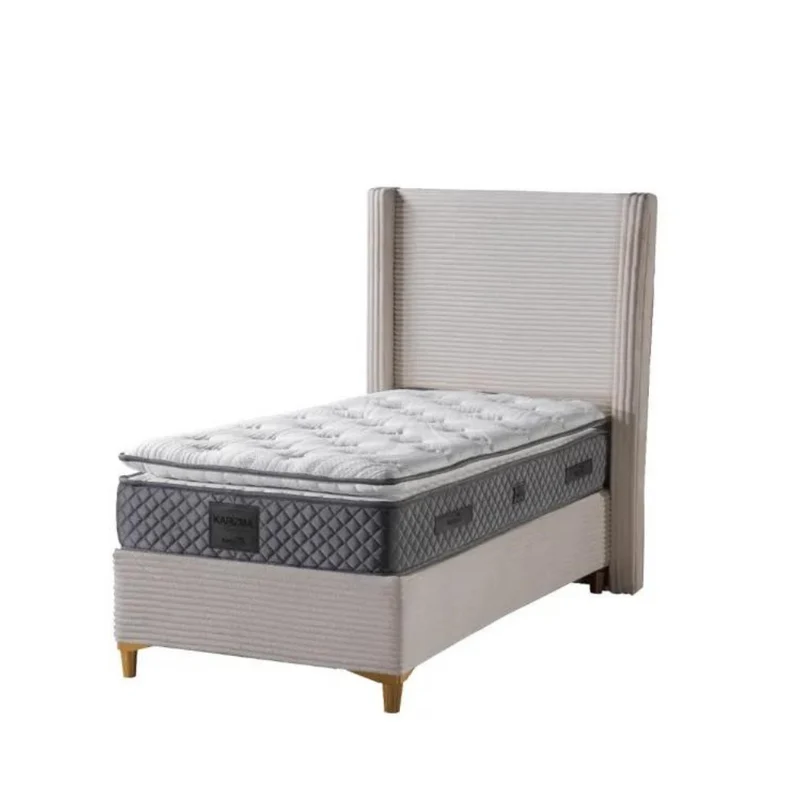 Lit coffre simple venus velours côtelé beige