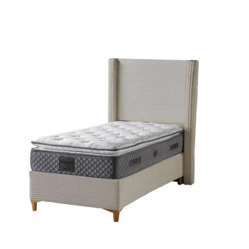 Lit coffre simple venus velours côtelé taupe