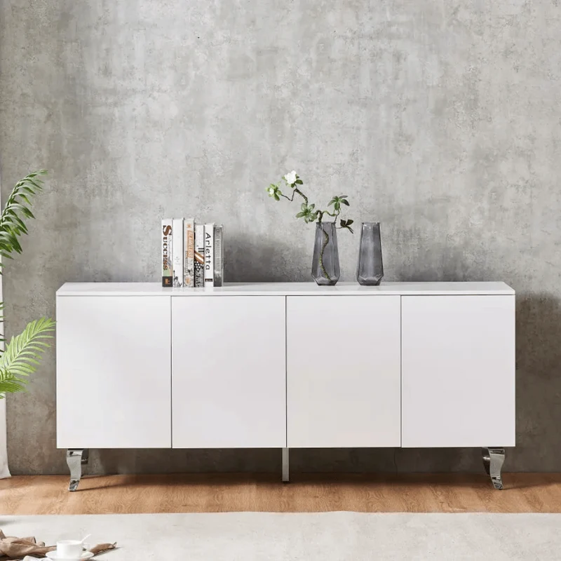 Buffet Baroque Argent Laqué Blanc 180 cm