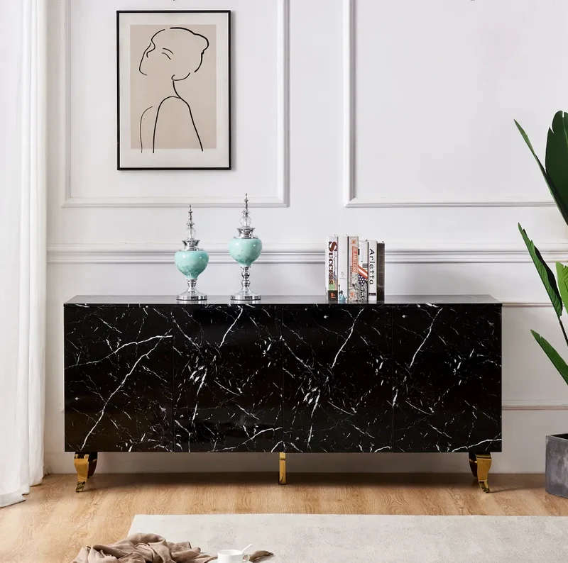 Buffet Baroque Or Marbre Noir 180 cm
