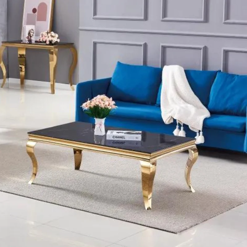 Table basse Nansouty Or marbre noir