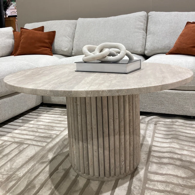 Table basse Travertin Octopus ronde 80cm