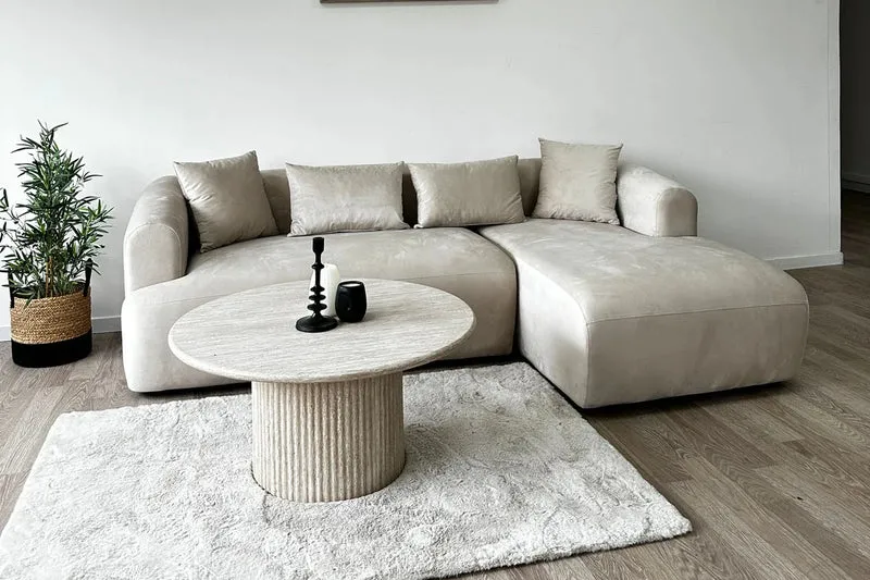 Canapé d'angle Ela Tissu Velours Beige