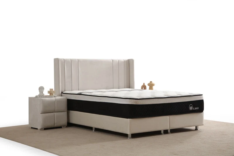 Lit Coffre Alma velours Blanc Cassé