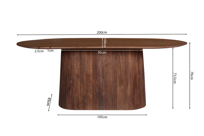 Table à manger en bois de manguier – Collection Vallsta – 200 x 100 cm