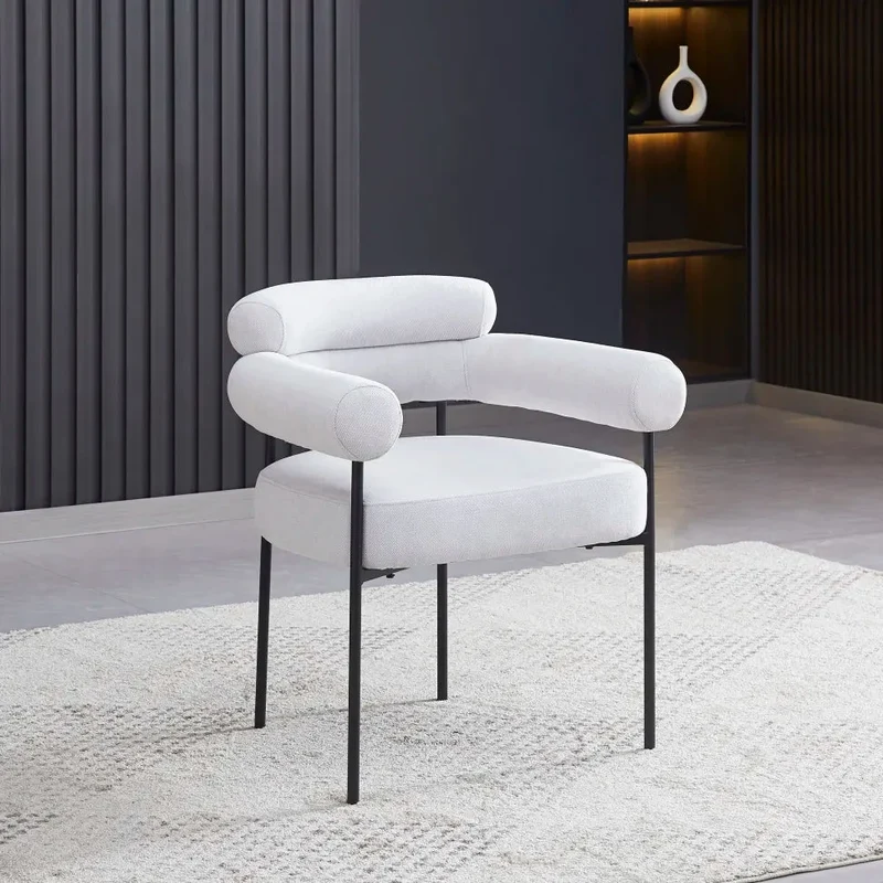 Chaise Bulle Accoudoir Structure Acier Noir tissu sergé gris