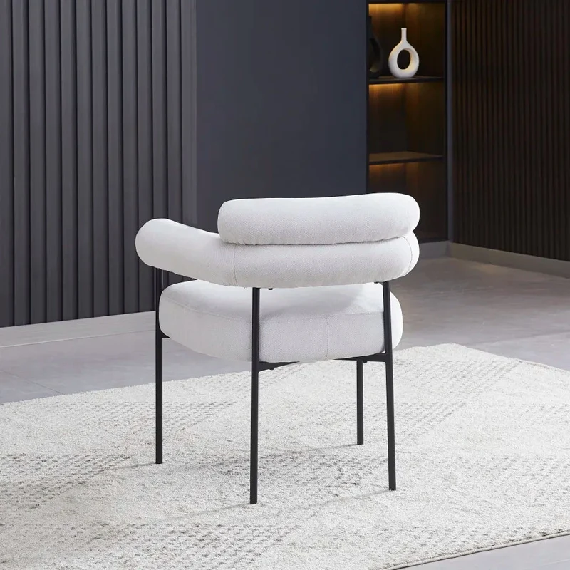 Chaise Bulle Accoudoir Structure Acier Noir tissu sergé gris