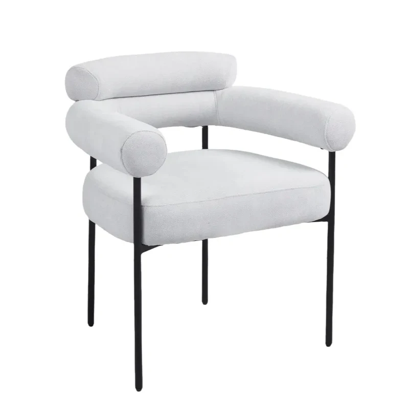 Chaise Bulle Accoudoir Structure Acier Noir tissu sergé gris