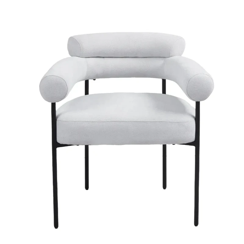 Chaise Bulle Accoudoir Structure Acier Noir tissu sergé gris