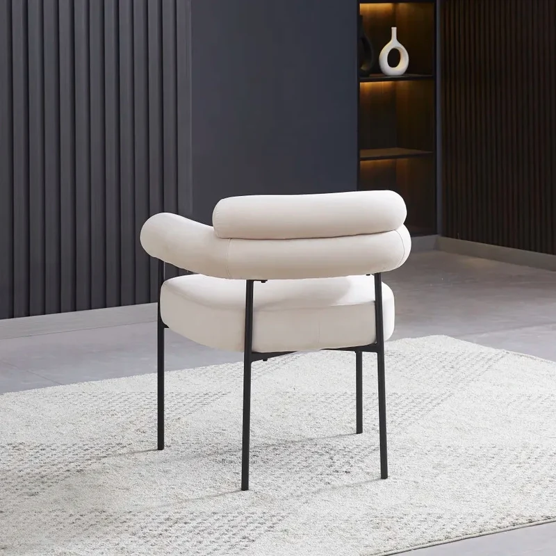 Chaise Bulle Accoudoir Structure Acier Noir velours beige