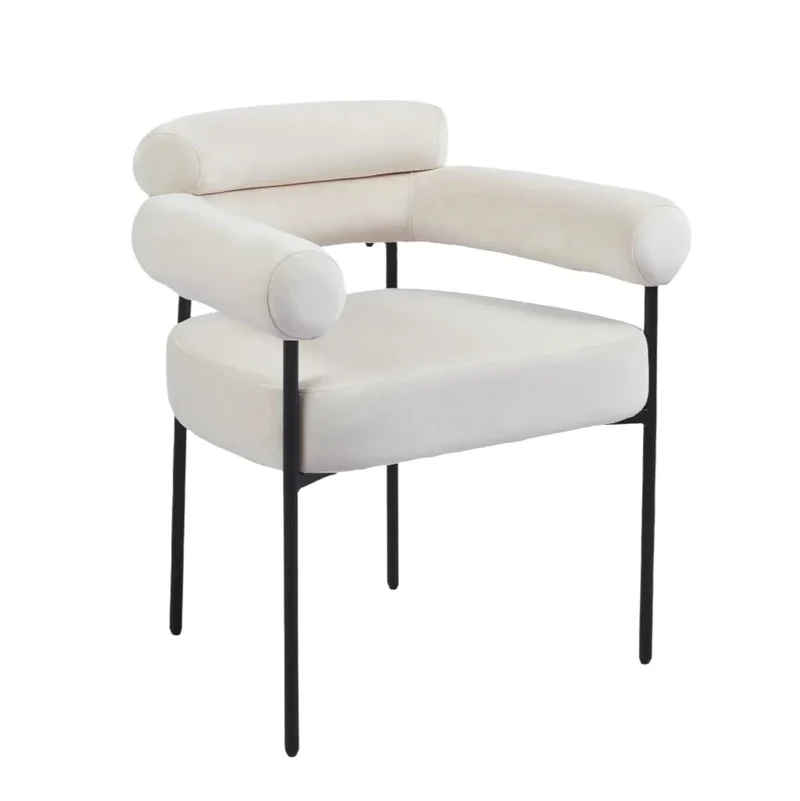 Chaise Bulle Accoudoir Structure Acier Noir velours beige