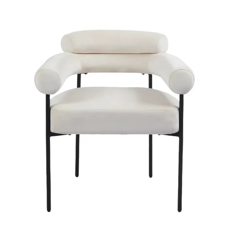 Chaise Bulle Accoudoir Structure Acier Noir velours beige