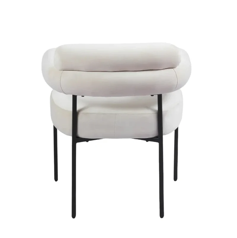 Chaise Bulle Accoudoir Structure Acier Noir velours beige