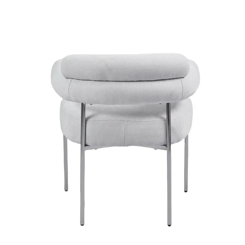 Chaise Bulle Accoudoir Structure Acier Argent tissu sergé gris